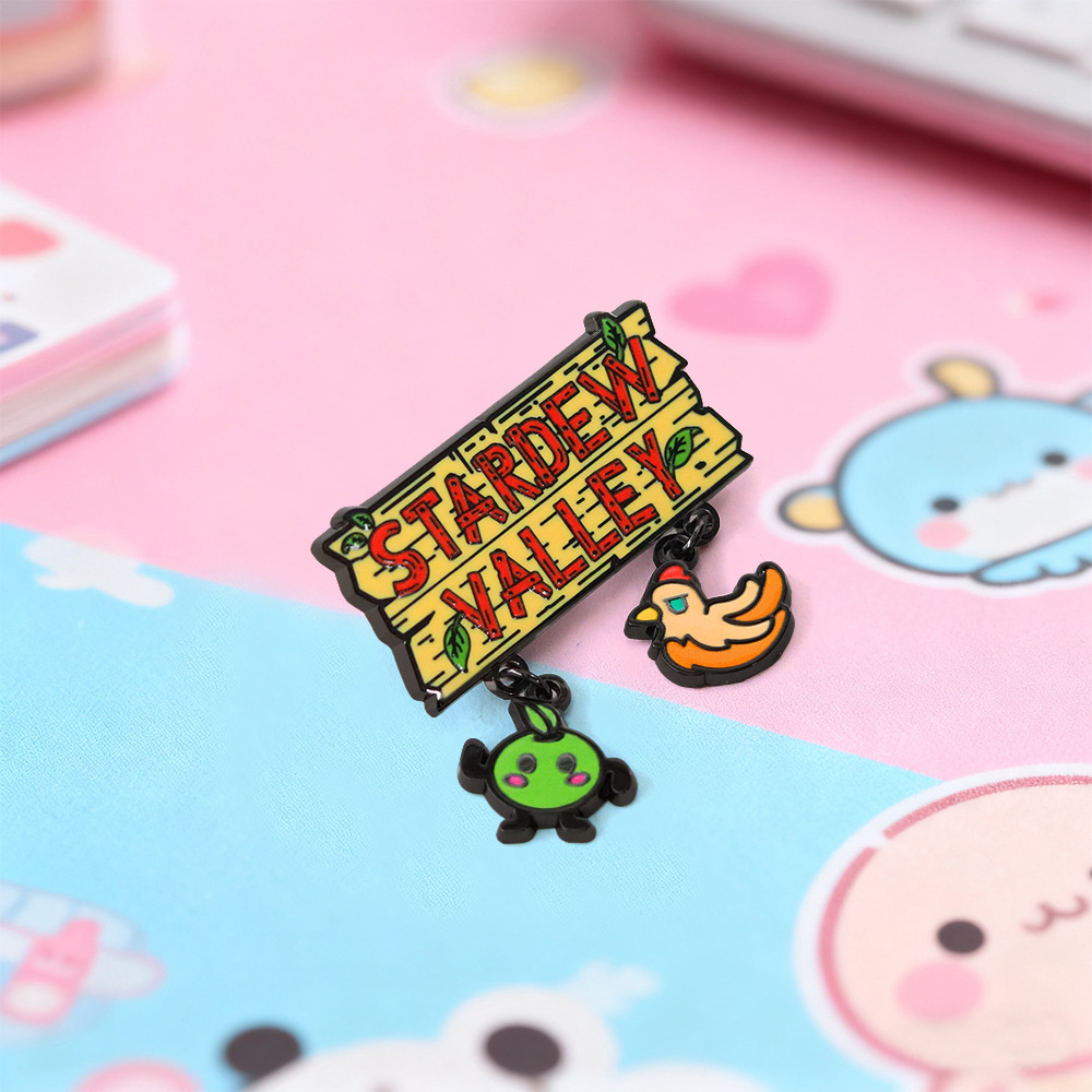 Stardew Valley enamel brooch cartoon animal metal pendant badge game merchandise clothing bag accessories