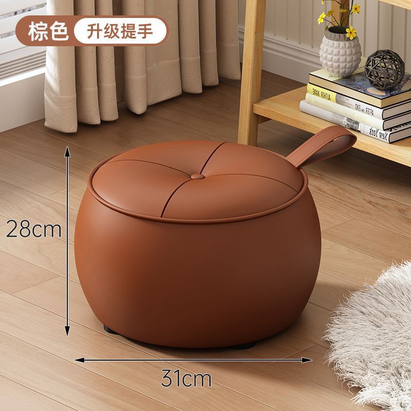 [핸들 업그레이드 모델] 모카브라운-극세사가죽-원형스툴