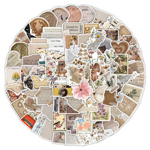 120张怀旧复古英伦残缺报纸日记贴纸笔记本汽车吉他行李箱贴批发