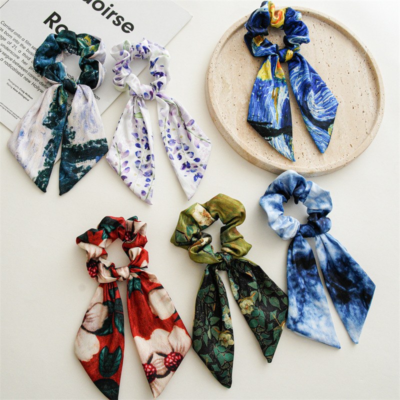 10g Weight Hair Tie Hair Accessories Type 1 Piece Quantity Daily Occasion Color Block, Bow Knot Pattern Women's Gender Vintage Style Style Vintage Style Color Block Bow Knot Cloth Hair Tie 无