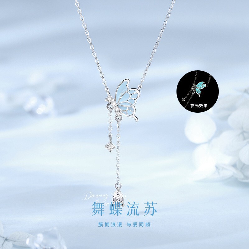 荧光星芒四叶草手链女生小众轻奢夜光珐琅手饰送女友七夕生日礼物|undefined