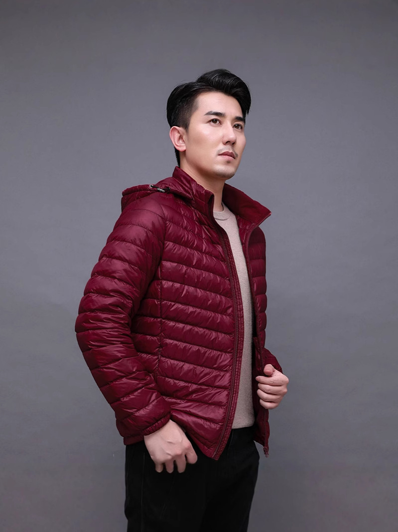 Transfronterizo Tik Tok otoño invierno chaqueta de plumón ligera hombre corto tamaño grande ligero a prueba de frío cálido abrigo de cuello blanco