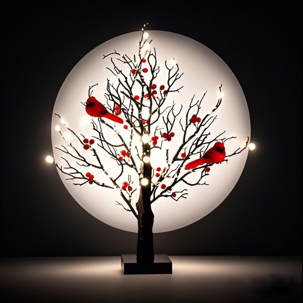 Transfronterizos LED iluminado pájaro rojo árbol de Navidad de escritorio de vacaciones decoración de decoración interior del Festival de Primavera luz de árbol de Navidad