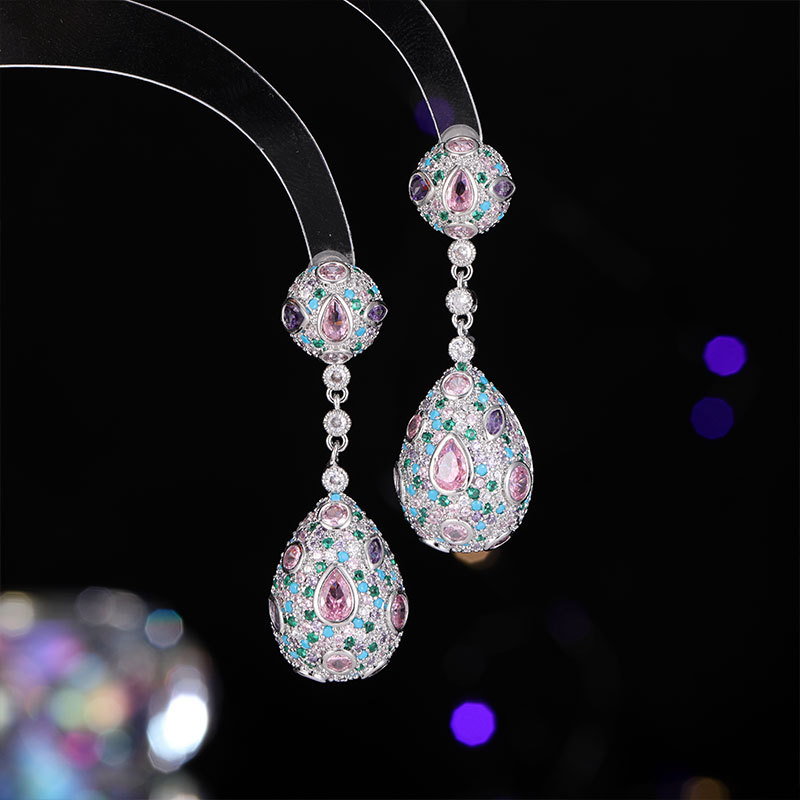 fashionable elegant three dimensional earrings drop-shaped with…