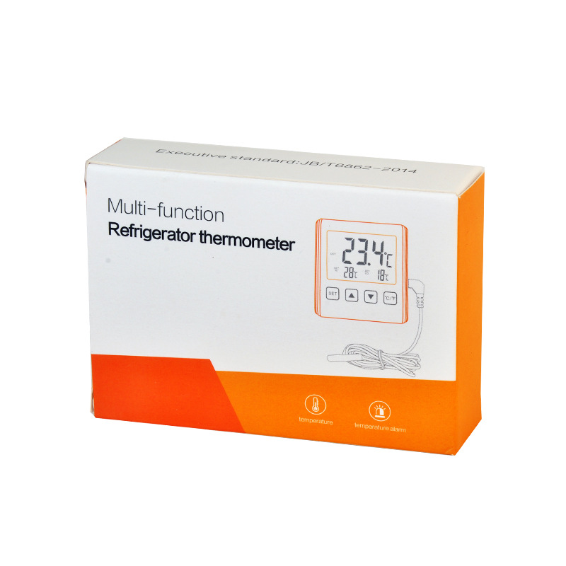 亚马逊电子鱼缸冰箱温度计电子温度计测双温带报警闪灯CX-6552