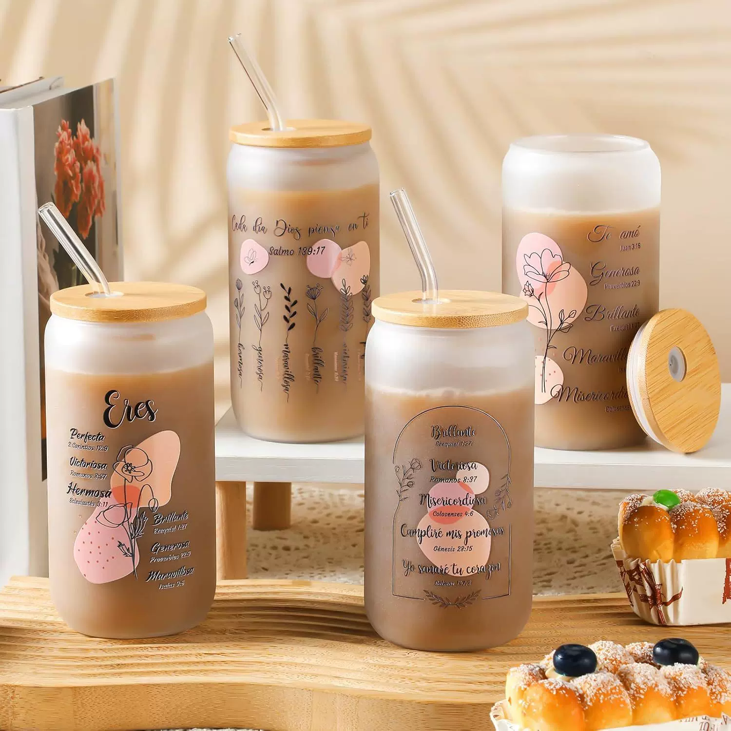 现货跨境DIY16oz磨砂杯可乐杯热升华涂层杯竹盖玻璃杯竹盖吸管杯