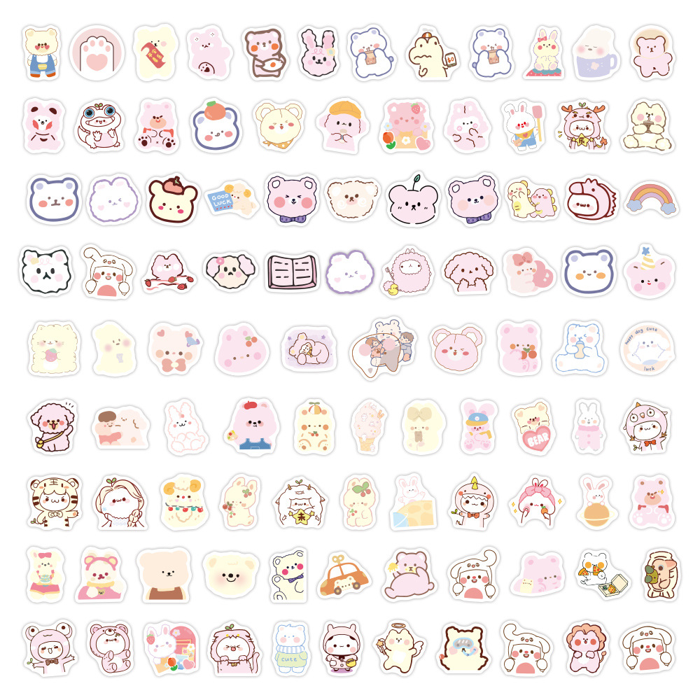 1000 oso coreano lindo dibujos animados pegatinas ins chica corazón decoración equipaje teléfono caso pegatinas al por mayor