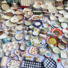 五彩外贸尾单库存陶瓷 日用网红盘碗碟子 爆款地摊釉下彩杂件陶瓷