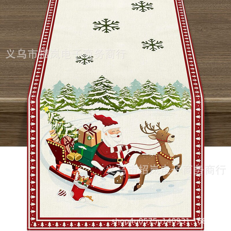 クロスボーダー爆発クリスマステーブル旗キッチンパーティーテーブルクリスマスツリー花輪雪だるま鈴サンタクローステーブル旗|undefined