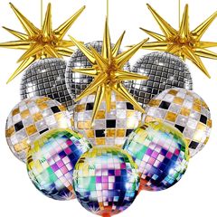 跨境22寸金色银色彩色迪斯科4D铝膜气球套装KTV生日Disco舞会布置