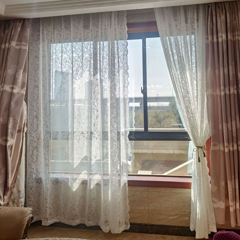 Lace Balcony Gauze Curtain New Chinese Style Partition Curtain Window Screen Kitchen Living Room Bedroom Bay Window Curtain Wholesale Curtain Door Curtain
