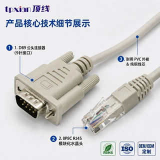 贝吉色RJ45转DB9公头串口线 8P8C转D-SUB 9针Console配置线
