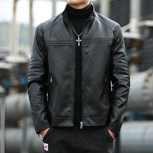 2022 Autumn and Winter Men's Motorcycle Leather Jacket New Jacket Korean Style Slim-fit Fashionable Handsome Youth Casual PU Leather Jacket