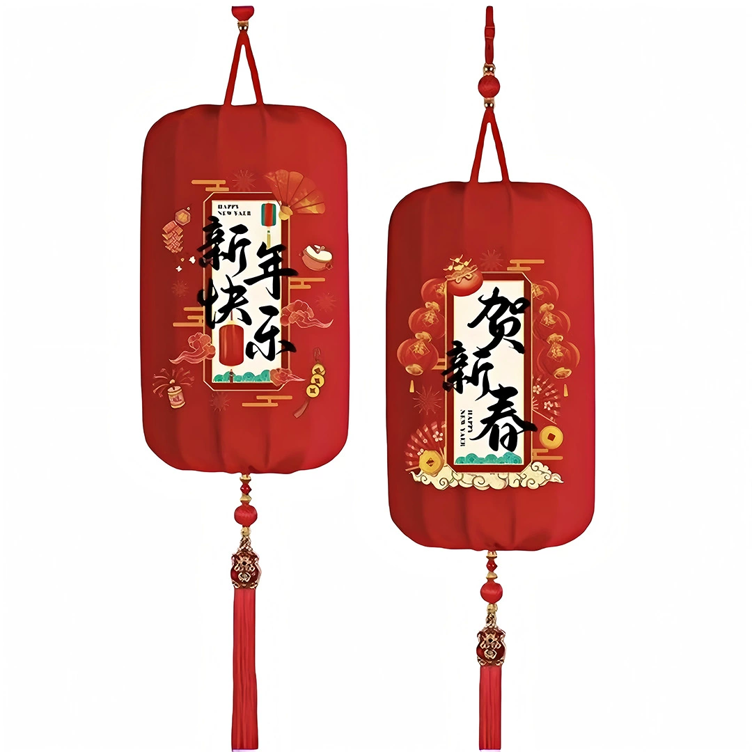 Год Коня 2026: бархатные фонари с благословенными надписями La Huala, флаг, Новогоднее украшение, весенний фестиваль, новогоднее оформление, принадлежности весеннего фестиваля