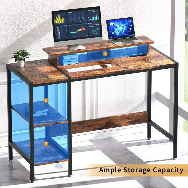 Cross-Border Gaming/Computer Desk That Can Accommodate 2 Monitors, 47-Inch Home Office Desk with Monitor Stand Cross-Border Gaming/Computer Desk That Can Accommodate 2 Monitors, 47-Inch Home Office Desk with Monitor Stand