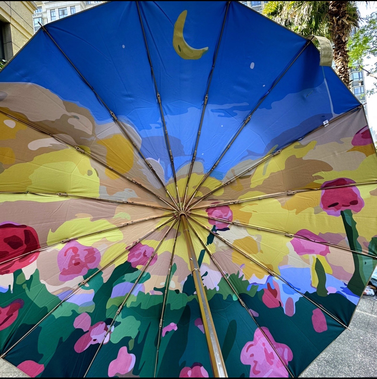 Customized 16-Bone Sun Umbrella 70% Off, Gold-Coated, Manual Opening, Solid Wood Handle, Top Quality, Rainproof And Sun-Proof, Promotional_voghion.com