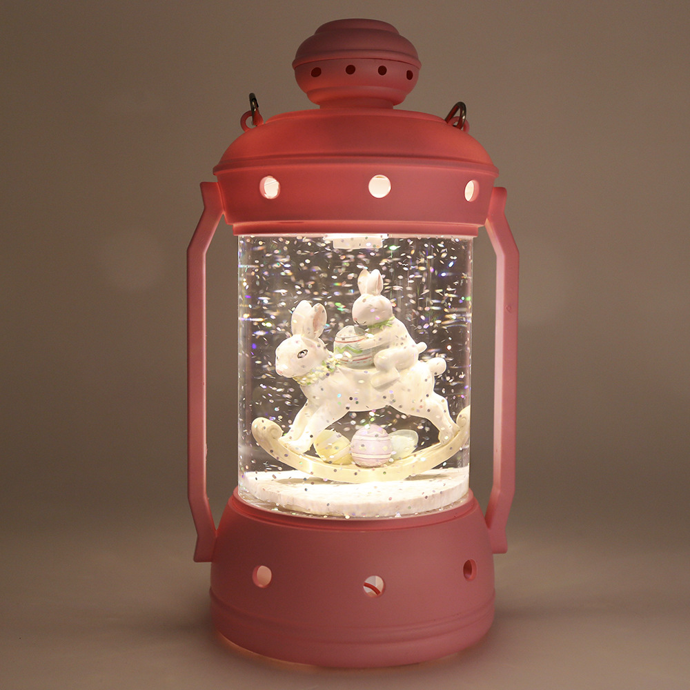 粉色兔骑兔夜图