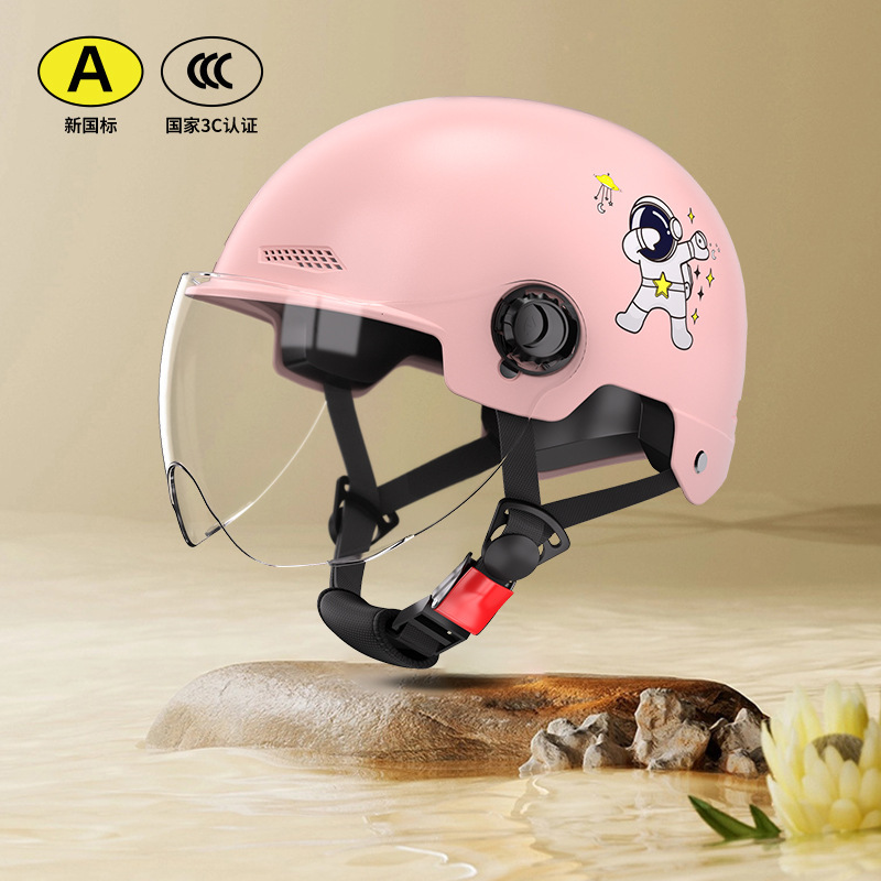 Electric Motorcycle Helmet, Motuoche Motosiklet kaskı (dəbilqə) - 3c-certified-pink-astronaut-transparent-short-visor