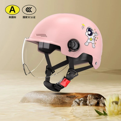 Helmet for Men, All-Season Safety Helmet, Motosiklet kaskı (dəbilqə) - 3c-certification-pink-astronaut-transparent-short-lenses