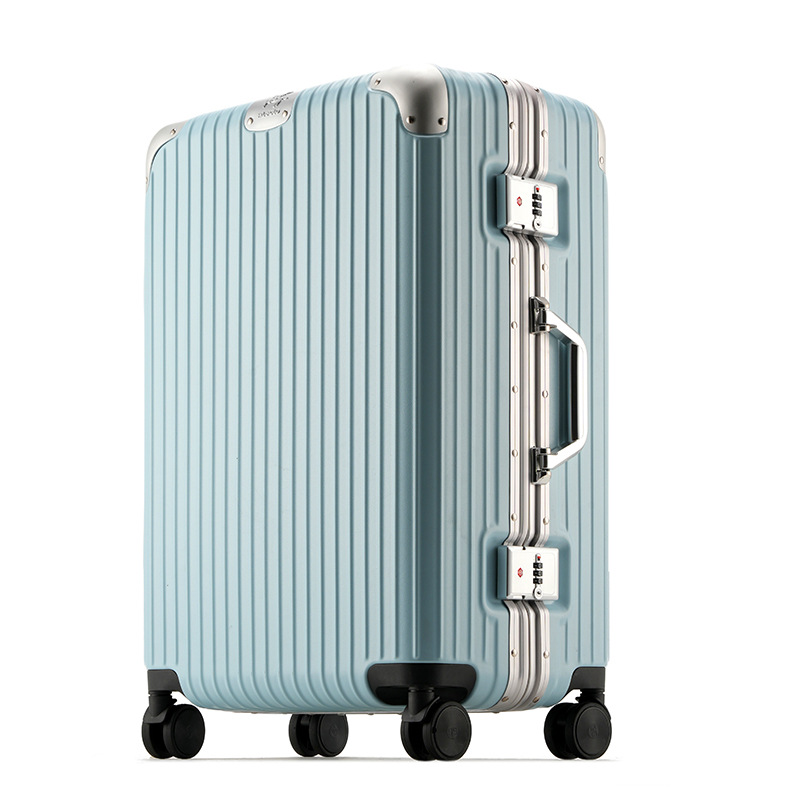 Fábrica de suministro de metales de aleación de aluminio de aluminio, maletas de viaje de moda masculina y femenina, contraseña de 24 pulgadas nuevas maletas de nicho
