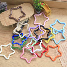 DIY钥匙扣饰品锁扣 彩色喷漆五角星 钥匙圈扁圈钥匙环手机配