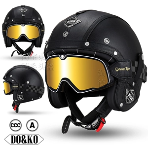 Retro Motorcycle Helmet Cruiser Half Helmet Men Women Leather Helmet