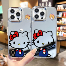 卡通卖萌KT猫适用女生苹果17air镜面壳新款iphone16pm保护套创意