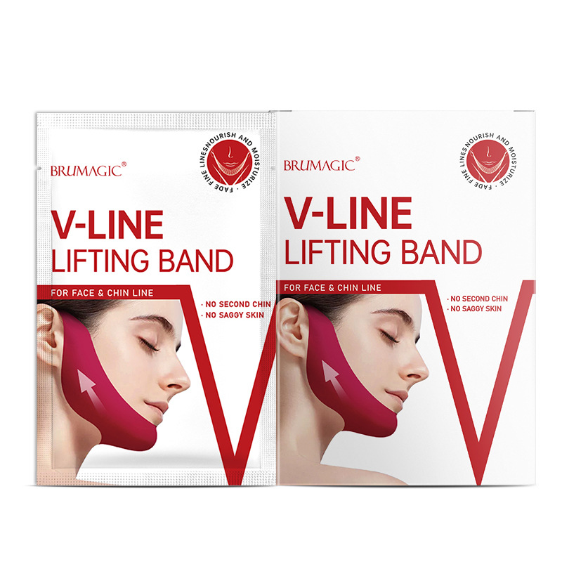 Máscara facial V transfronteriza Inglés rojo en forma de V elevación barbilla pegarse gel oreja colgando máscara levantamiento vendaje en stock