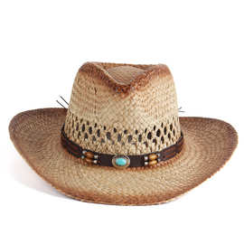 外贸定制帽子批发欧美西部牛仔爵士帽男女草帽夏季户外遮阳太阳帽