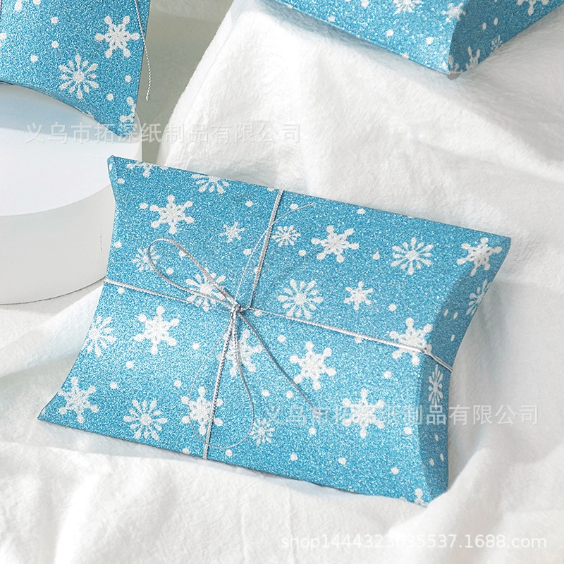 Снежинка Рождество Зима Подарочная Коробка Конфеты Коробка Снэк Подушка Коробка Подушка Синий ins Ветер Подарочная Коробка