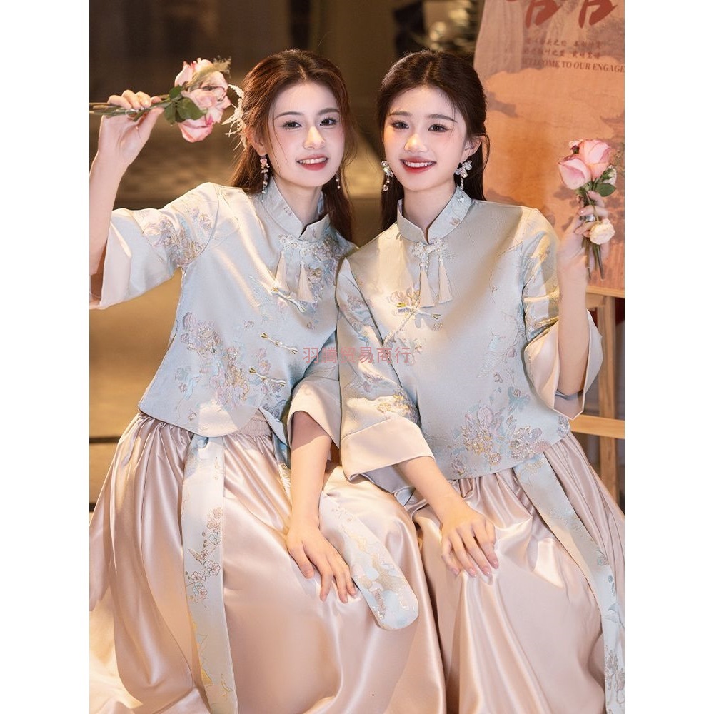 中式伴娘服2025春夏新款中国风姐妹团平时可穿礼服裙轻奢小众高端
