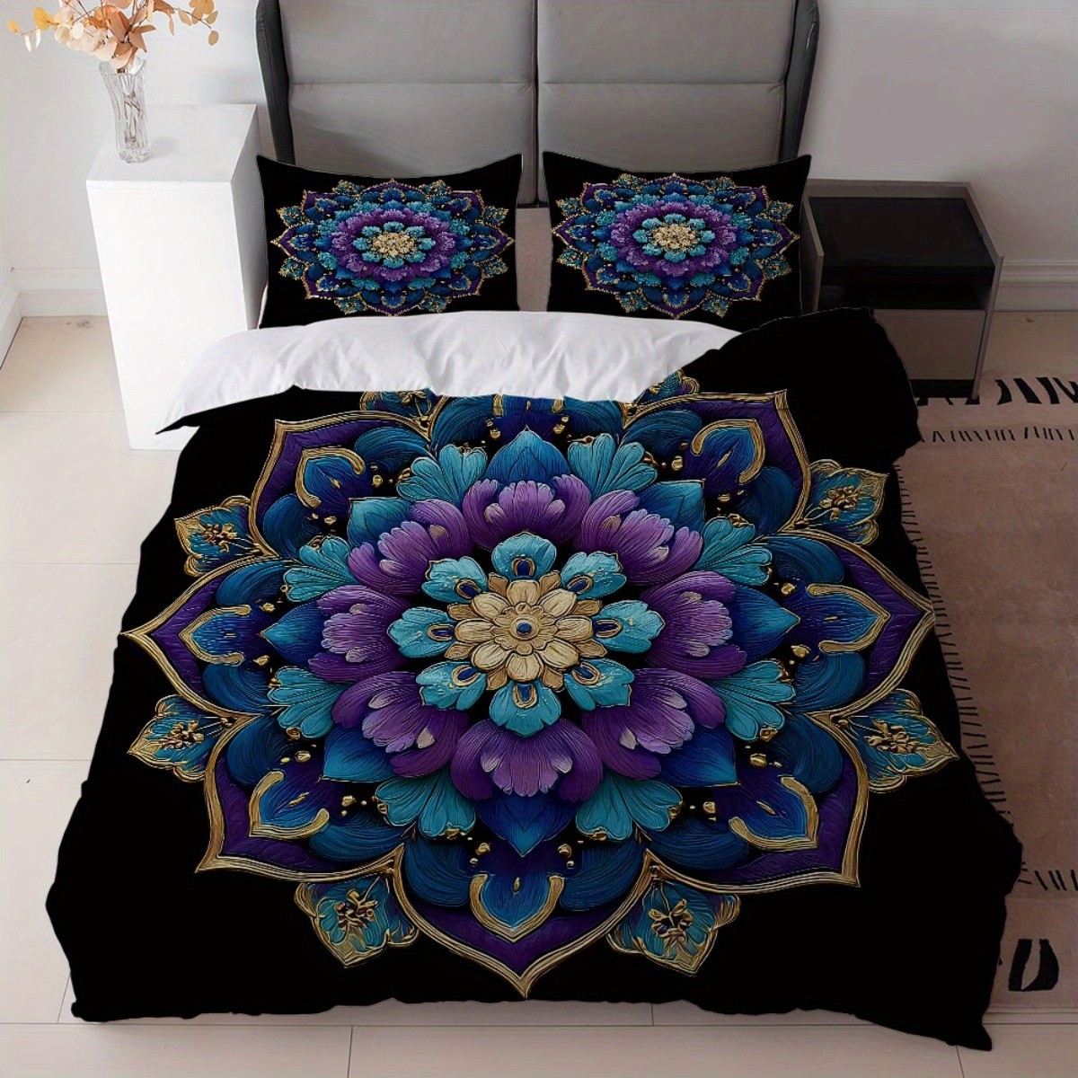 Mandala impresión digital quilt kit abrasivo pro piel transpirable fábrica de origen textil para llevar TEMU / JIT