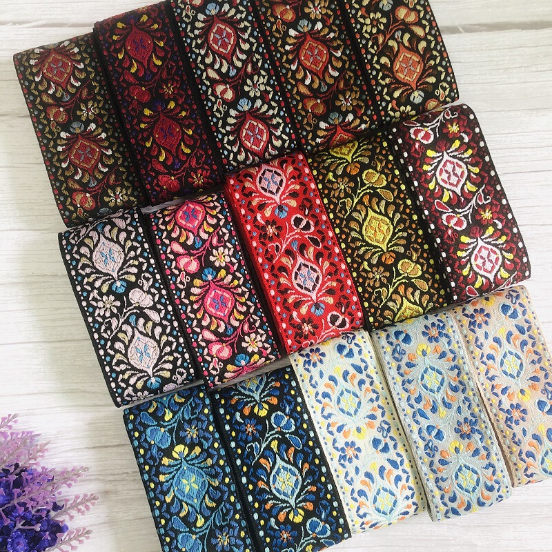 National Lace Jacquard Ribbon Totem Flower Pattern Garment Bag Accessories SH-781 Width About 5CM