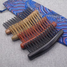 绿檀木短款镶嵌插齿顺发梳紫檀双排错齿按摩头部经络梳篦刻字护发