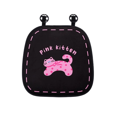 Cute Cat Car Seat Cushion, High-End Creative Cartoon Car Warm Anti-Slip Seat Cover, Winter Plush Seat Cushion (Seat cushion, seat cover) - plush-cat-cushion-black-front-row