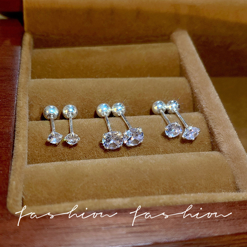 睡觉不用摘闪闪锆石耳骨钉小巧精致养耳洞925银针耳钉女高级感潮