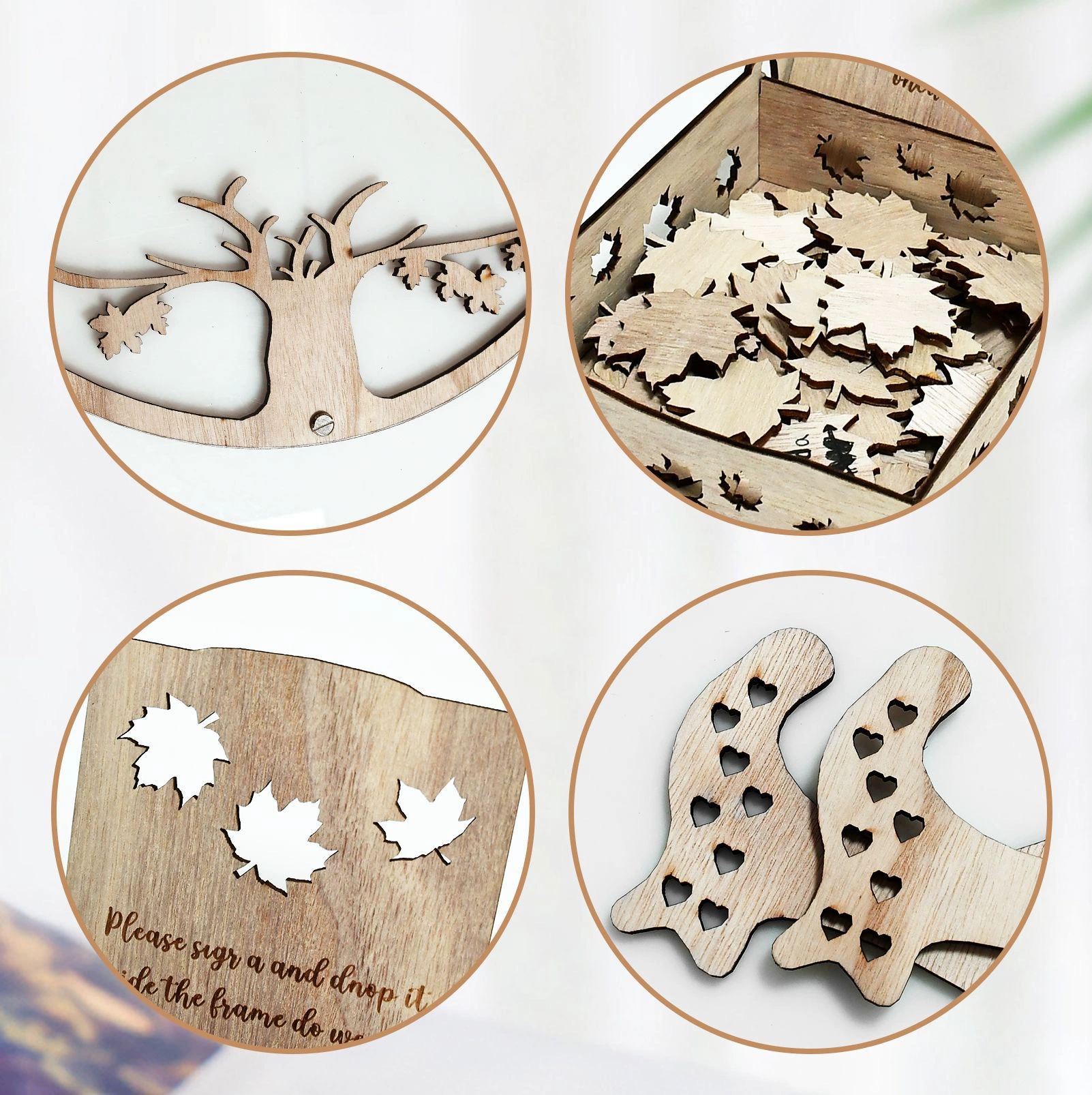 Cross -border new creative wedding wooden message board maple leaf round European and American wedding register registered registered registered registered registered registered registered registered registered registered registered registered registered registered registered