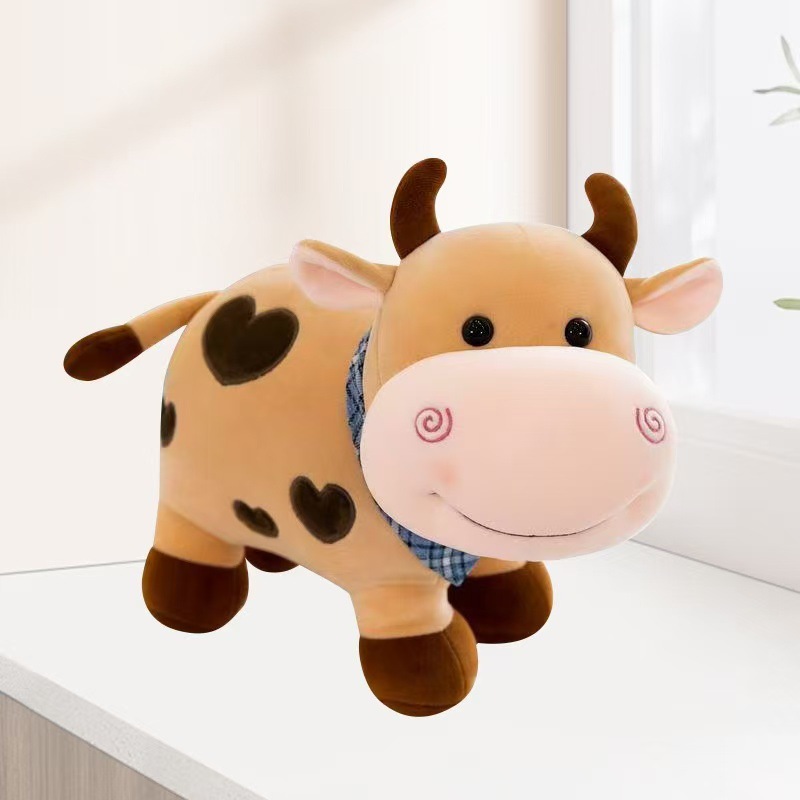 Hermosos juguetes de peluche de vaca muñeca ternera muñeca tela muñeca agarra muñeca dibujos animados ternera regalo para niños