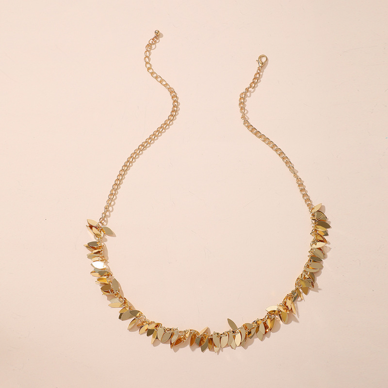 Fashion jewelry geometric alloy disc single-layer necklace