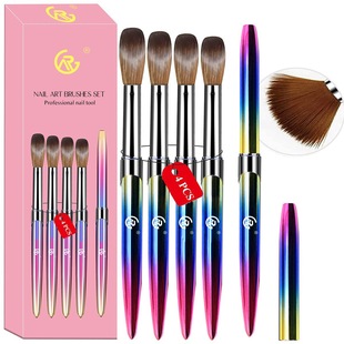 Nail Art Crystal Pen 4 Colorful Metal Rods High-End Boxed Kolinsky Mink Hair Crystal Pen Set Cross-Border
