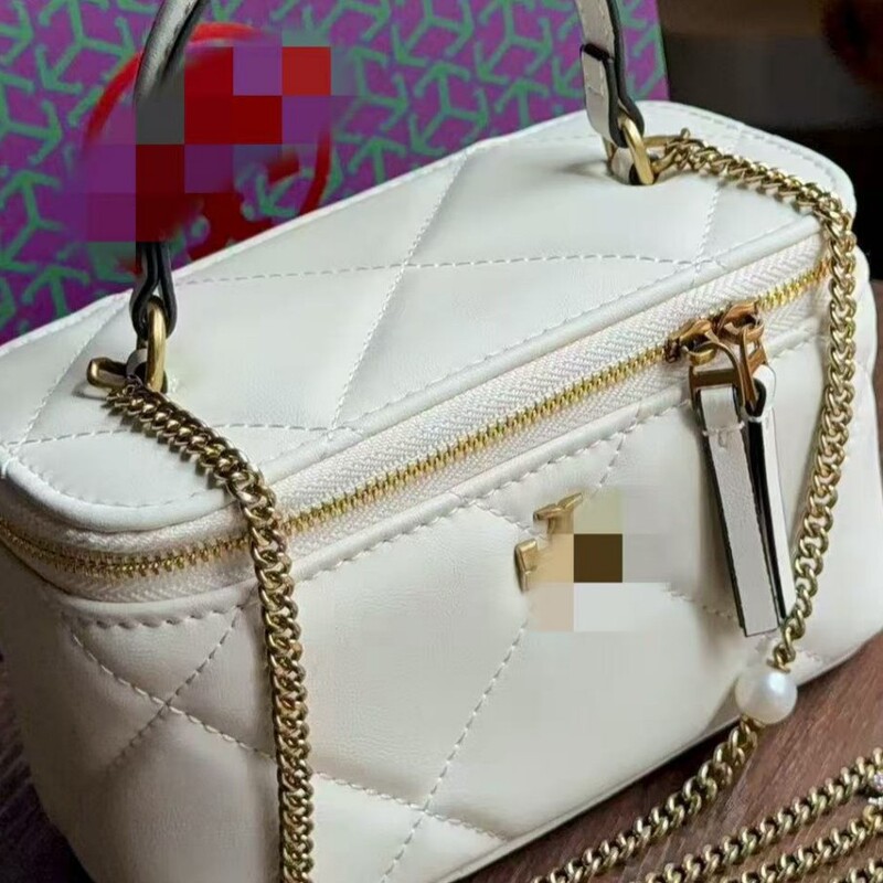 Factory Wholesale Tb New Kira Box Bag Chain Bag Cowhide Quilted Shoulder Crossbody Bag Genuine Leather Handbag