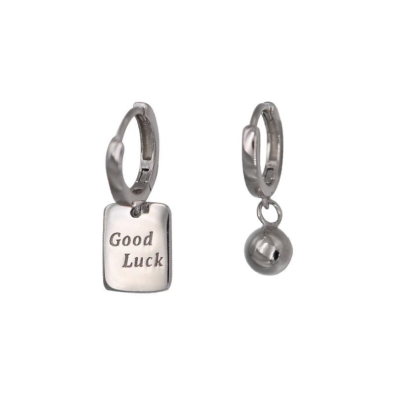 Sunrise Lucky Letter Asymmetrical Tag Ins-style Minimalist Fashionable Hoop Earrings_voghion.com