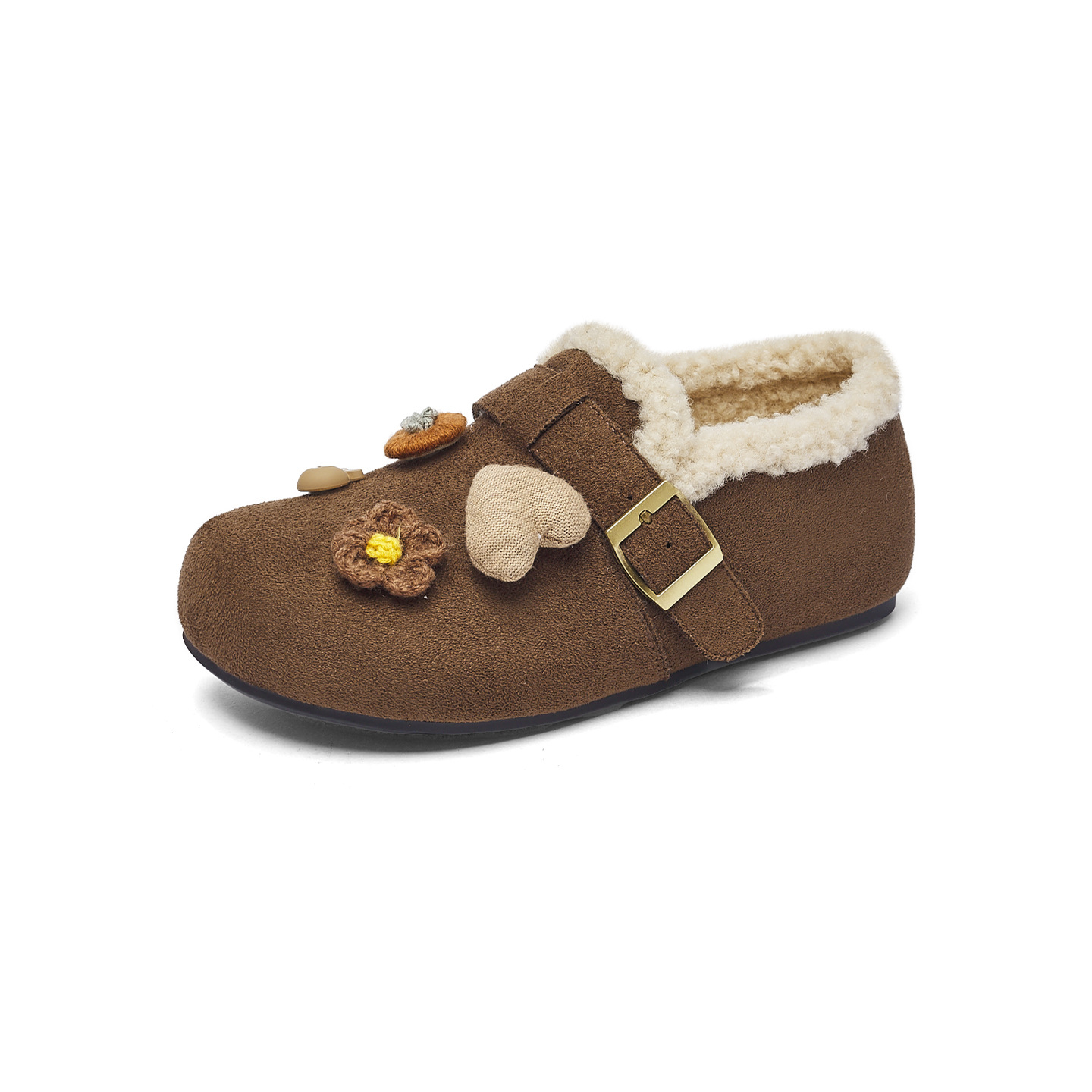 Zapatos de algodón de peluche de invierno 2025 nuevos zapatos de algodón de peluche de patata con un solo pie