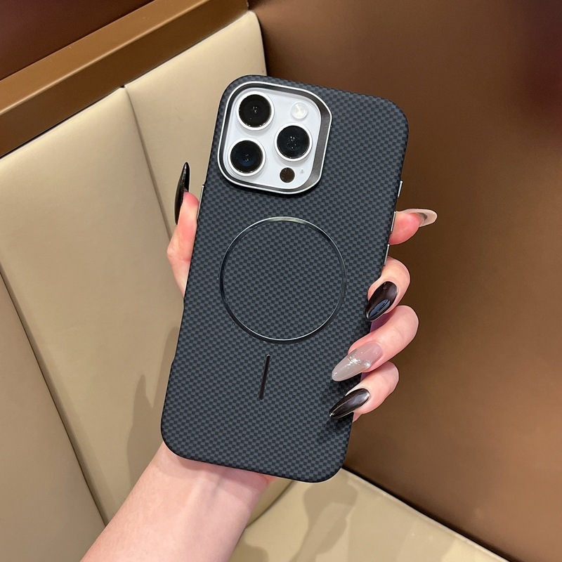 适用华为Pura80Pro磁吸手机壳纤维纹理iPhone17Air格纹防摔保护套|undefined