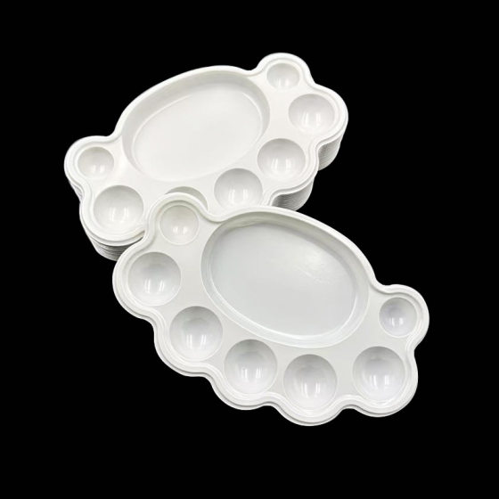 New Disposable Color Tray Disposable Watercolor Pigment Foot Shape White Children's Painting Fine Arts Color Tray Wholesale