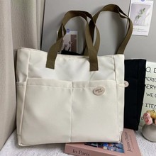 原创设计日系拉链通勤加厚帆布托特包休闲文艺学生简约单肩手提包