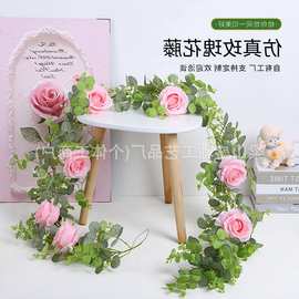 亚马逊1.85m花藤户外人造藤蔓桉树叶藤条婚礼拱门装饰仿外贸代发