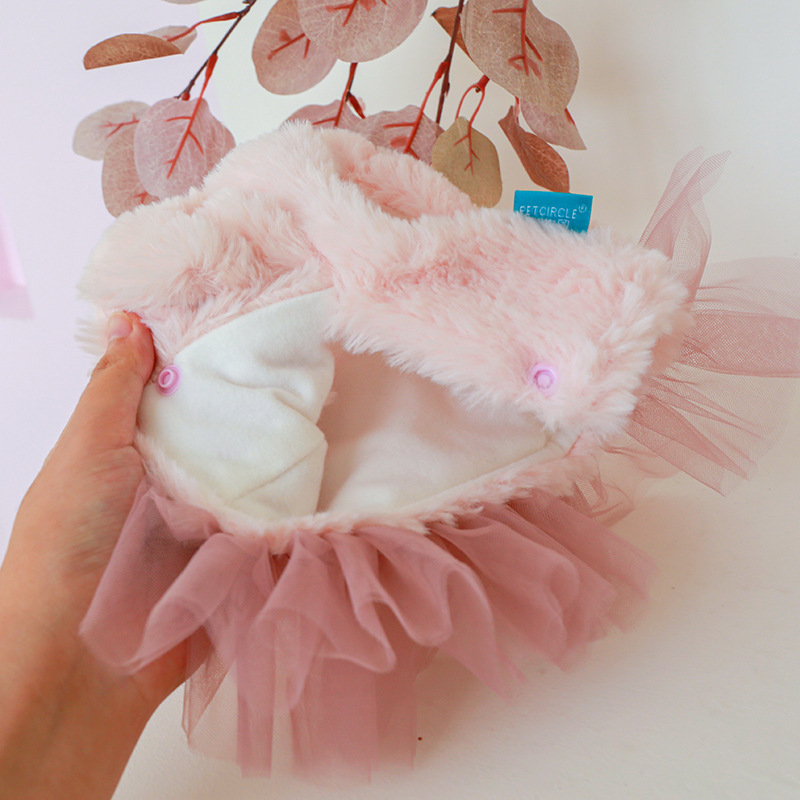 Ropa para mascotas forrada de lana engrosada otoño e invierno nuevo cálido cachorro gato ropa princesa arco fragante falda de gasa