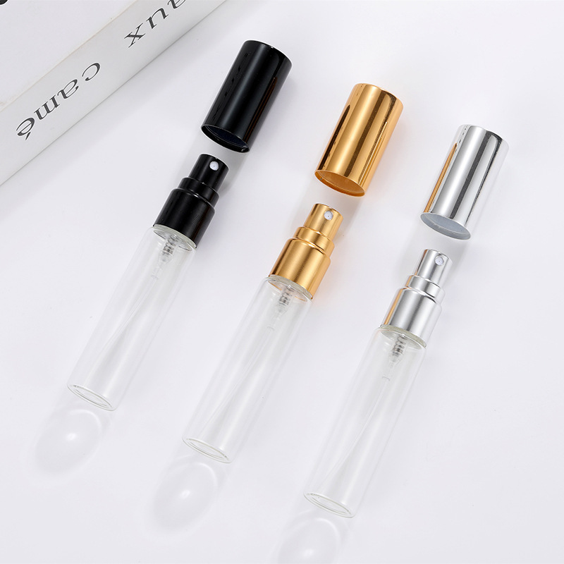 5 10 15ml transparent glass perfume bottle anodized aluminum nozzle fine mist spray bottle perfume sub-bottling portable