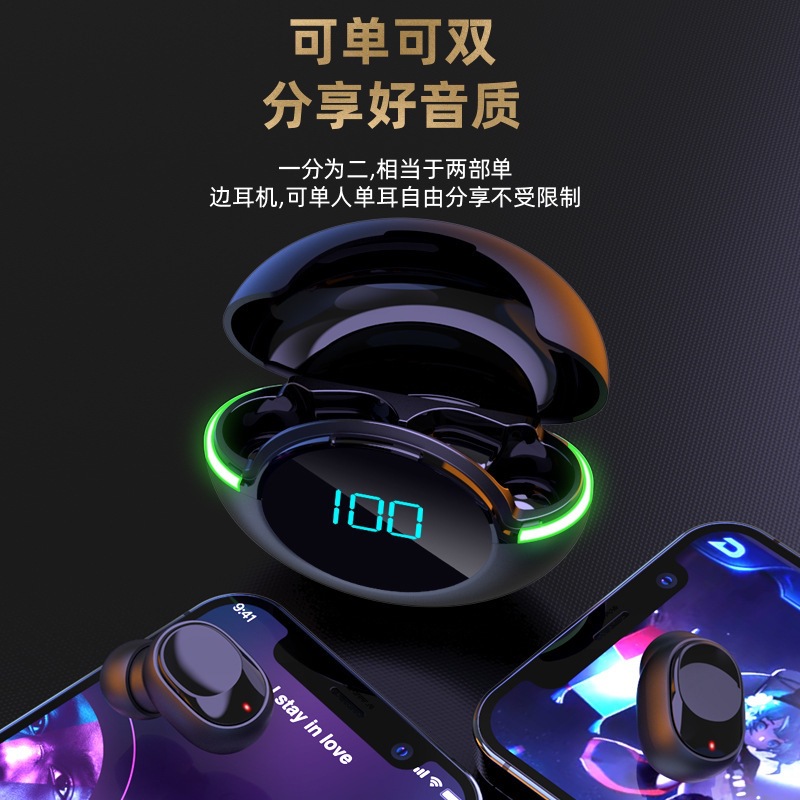 Y80 modelo privado auriculares Bluetooth transfronterizos LED inalámbricos digitales tipo auriculares estéreo de doble oído luces de respiración cool